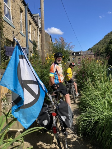 Me and Ase, on the canal towpath, Hebden Bridge